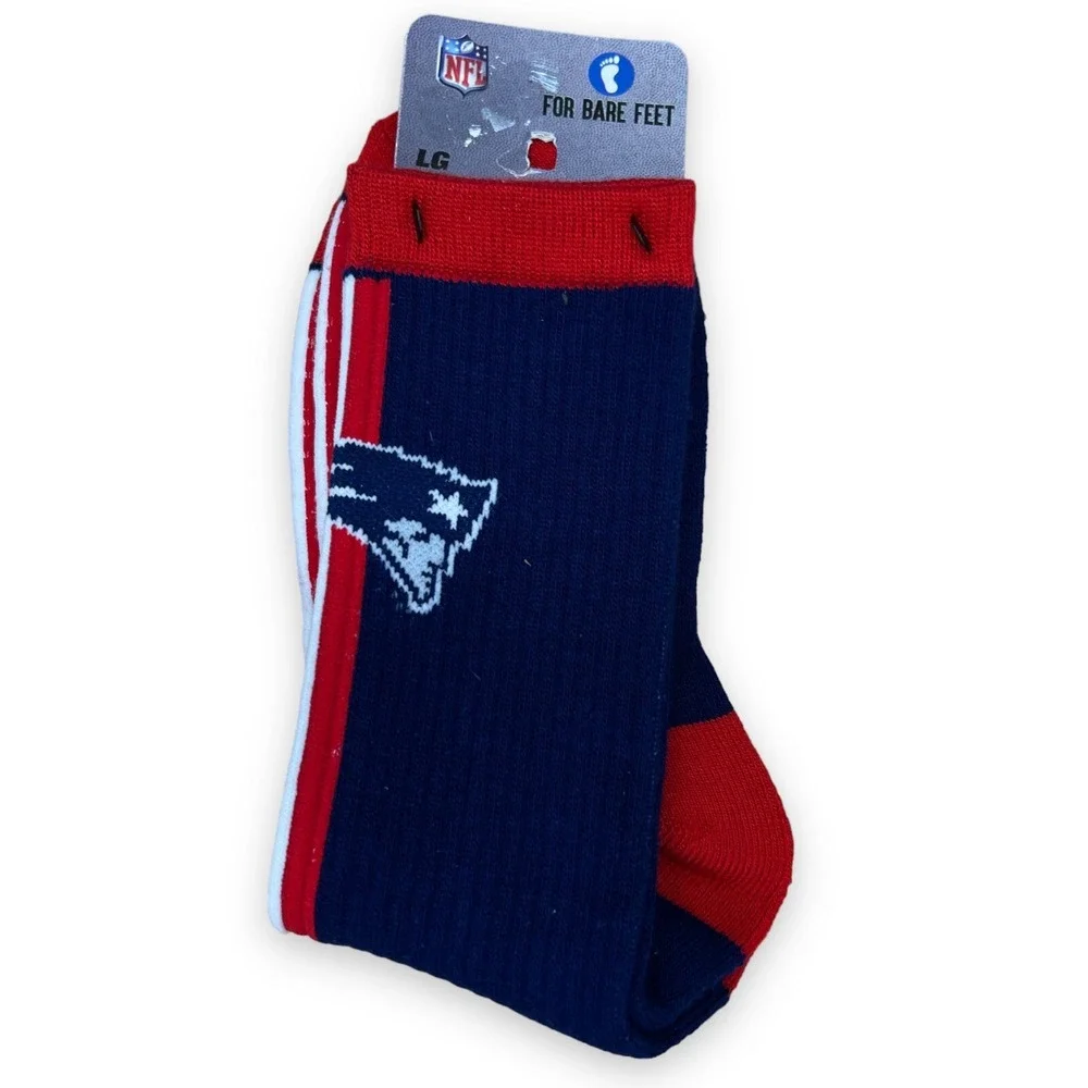 New England Patriots Socks‎ Men Large 10-13 For Bare Feet NFL Calf Socks